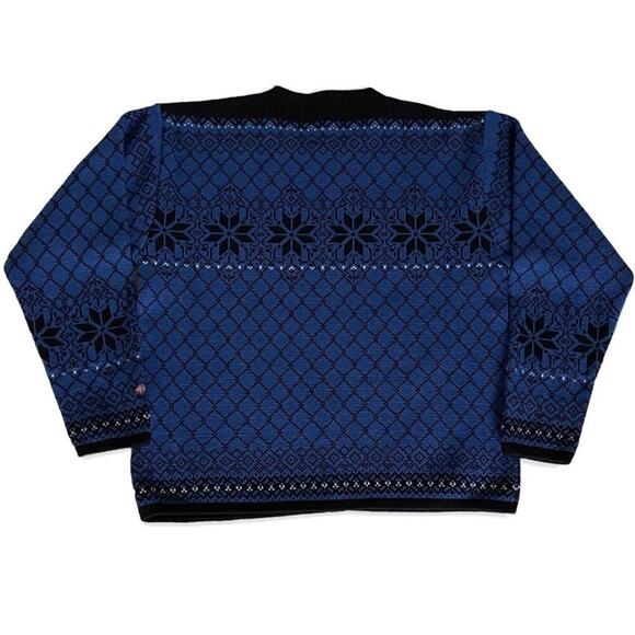 Norskwear Nordic 100% Wool Button Cardigan Blue Black Size Large - Picture 2 of 8